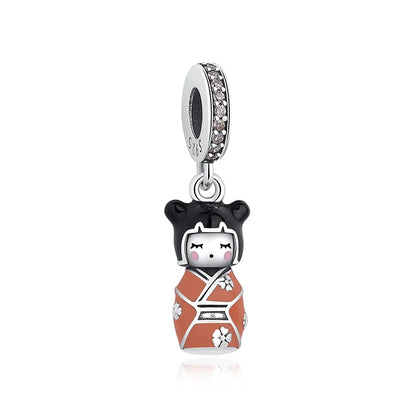 Pingentes de Prata Esterlina 925 Gato da Sorte Ano Novo Chinês Contas para Pulseiras e Colares Femininos Joias
