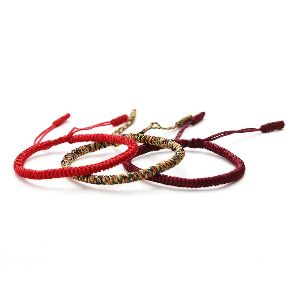 1PC/3PCs Pulseira de Moda com Trama de Corda Vermelha Tibetana e Nós Budistas