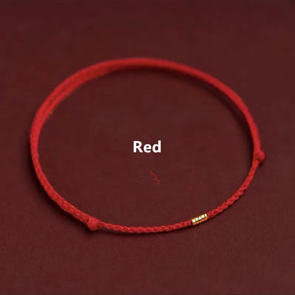 Pulseira Lucky Bead de Cobre trançado à mão, corda vermelha, fivela simples, original étnico, acessório feminino, casal
