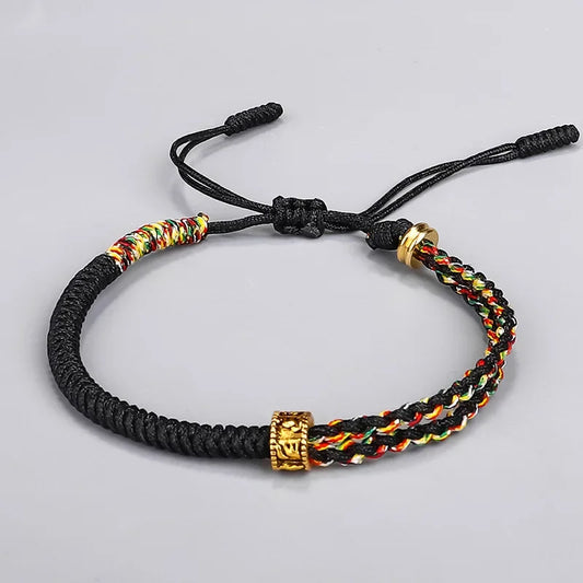 Pulseira Budista Tibetana Artesanal de Fio Colorido, Amuleto da Sorte, Pulseira de Corda Fina e Braceletes para Mulheres e Homens com Nós