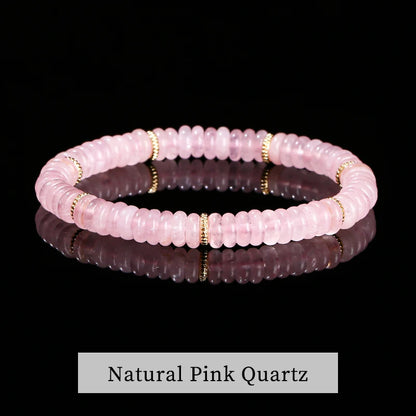 Jd pedra natural verde aventurina rosa quartzo espaçador plano contas pulseira mulheres homens bohe pulseiras elásticas cura presente da amizade
