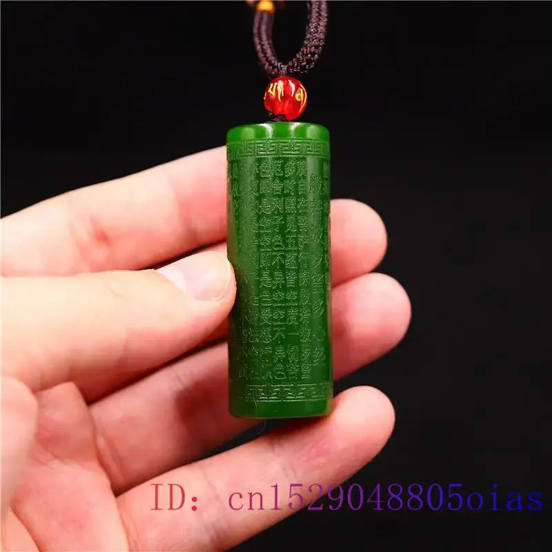 Jade coração sutra pingente esculpido moda amuleto budismo presentes femininos jadeite jóias natural pedra preciosa charme colar chinês
