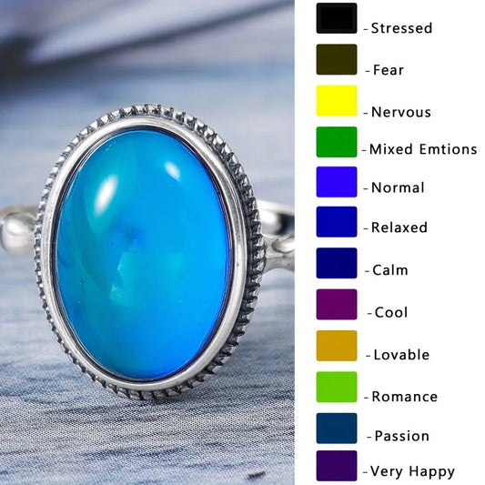 Anillo ovalado que cambia de color