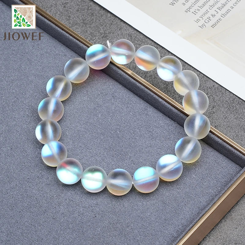 Pulsera blanca de cristal con brillo
