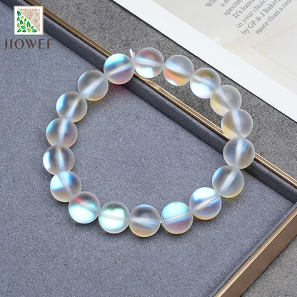 Pulsera blanca de cristal con brillo