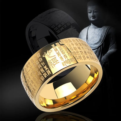 Anel masculino feng budismo shui, anel de polegar, aço inoxidável, buda, coração budista, sutra, runas, anéis para homens e mulheres, presente de luxo
