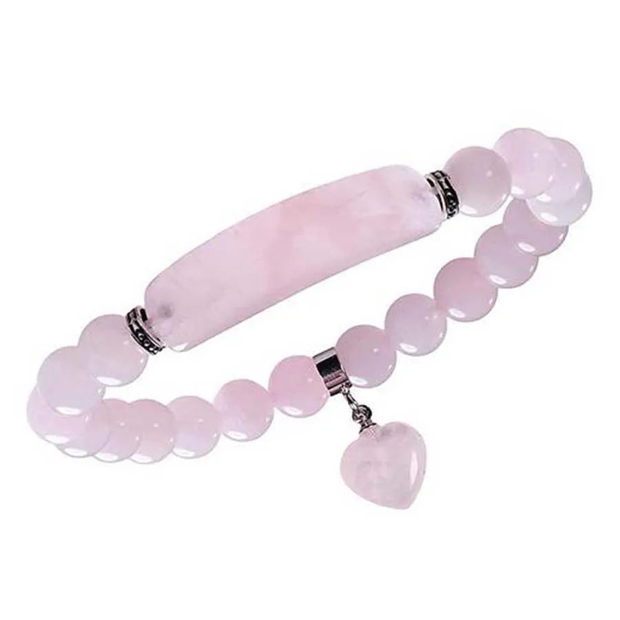 Fluorita Natural Rosa Cristal Quartzo Pulseira, Reiki Dangle, Contas Redondas, Pulseiras de Pedra, Coração do Amor, Jóias para Mulheres, Meninas, Homens
