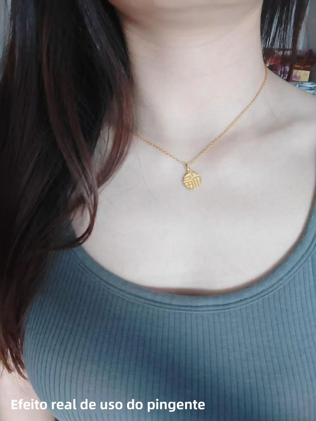 Colar Feminino com Pingente Cruz Vajra, Banhado a Cobre, Ouro Simulado e Prata, com Diamante e Trevo de Quatro Folhas, Corren...