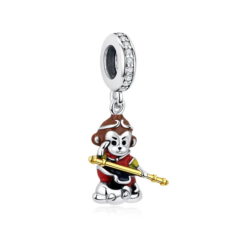 Charms Originais de Prata Esterlina 925, Pingente de Gato da Sorte, Boneca Japonesa, Presente de Ano Novo, Pulseiras e Colares para Mulheres, Joias