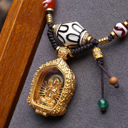 Colar, pulseira, caixa de contas em estilo tibetano, pingente de Guanyin com mil mãos, corrente para a clavícula, turquesa, ágata, contas Dzi, H