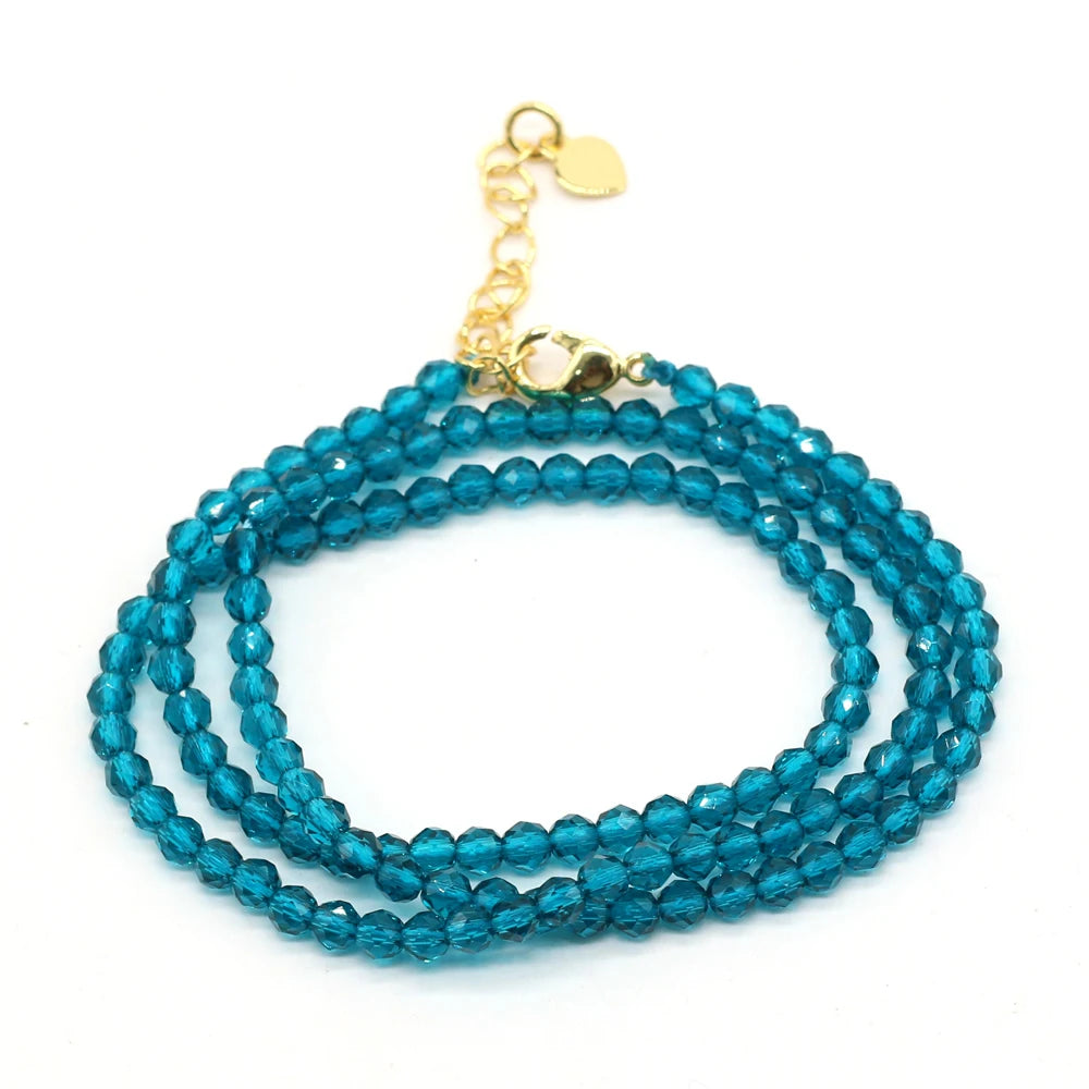Gema Micro Facetada Colar Curto para Mulheres, Joias Finas, Contas Espinélio 1 Corda, Pulseira Feminina, Gargantilha de Festa