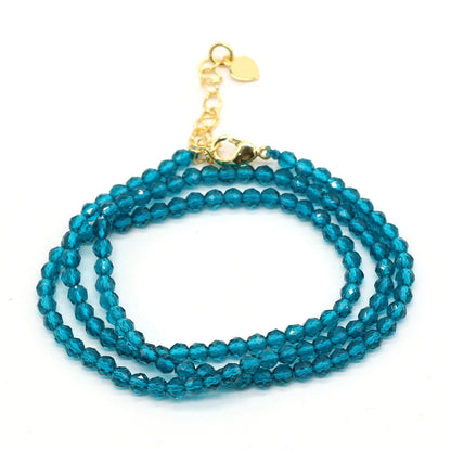 Gema Micro Facetada Colar Curto para Mulheres, Joias Finas, Contas Espinélio 1 Corda, Pulseira Feminina, Gargantilha de Festa