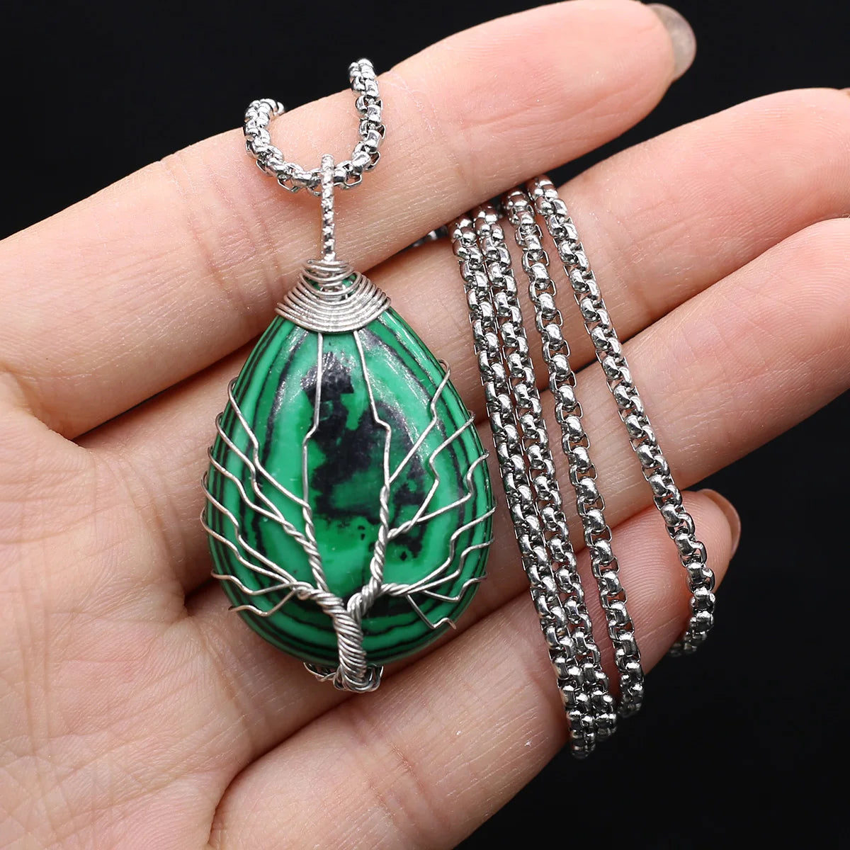 Collar Árbol de la Vida de piedra en gota