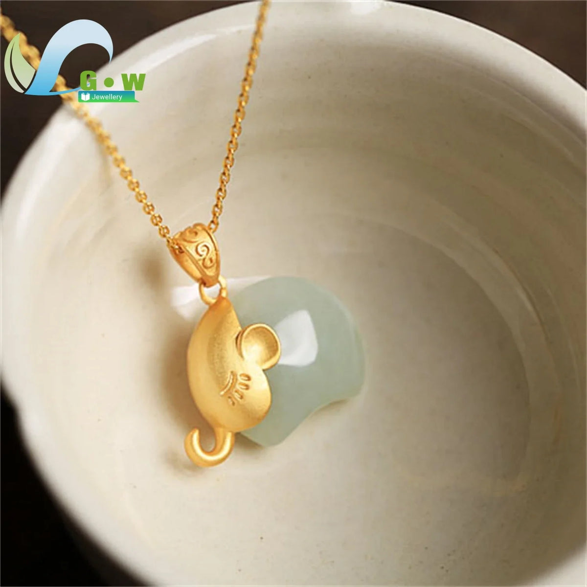 Colar de pingente de elefante de jade cinza Hetian, feito à mão, luxuoso, joias finas femininas, presente para casamento, uso diário, aniversário