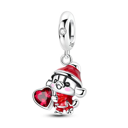 Original 925 prata esterlina encantos grânulo china ano novo vermelho encantos nova boneca pingente fecho aberto caber multi estilo pulseira original