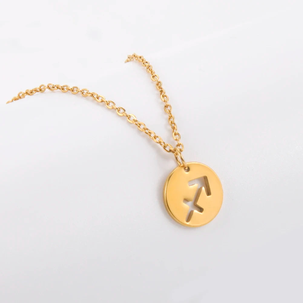 Aço inoxidável estrela signo do zodíaco colares 12 constelação gargantilha pingentes áries libra leo collier presente de aniversário