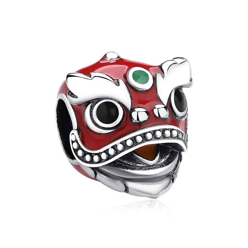 Pingentes de Prata Esterlina 925 Gato da Sorte Ano Novo Chinês Contas para Pulseiras e Colares Femininos Joias