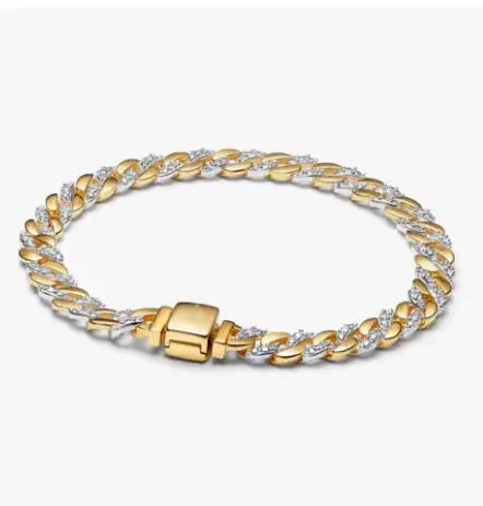 Pulseira de corrente elíptica aberta, trançada, com design de arco-íris, em prata esterlina 925, para mulheres, ideal para festas e casamentos, joia fina.