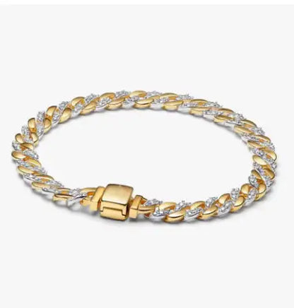 Pulseira de corrente elíptica aberta, trançada, com design de arco-íris, em prata esterlina 925, para mulheres, ideal para festas e casamentos, joia fina.