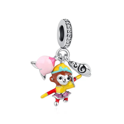 Pingentes de Prata Esterlina 925 Gato da Sorte Ano Novo Chinês Contas para Pulseiras e Colares Femininos Joias