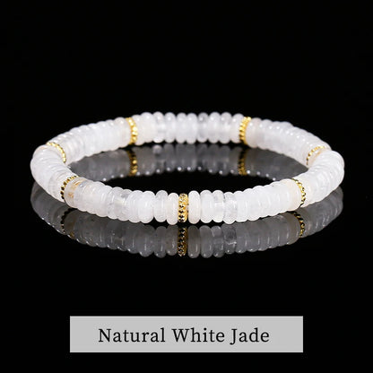 Jd pedra natural verde aventurina rosa quartzo espaçador plano contas pulseira mulheres homens bohe pulseiras elásticas cura presente da amizade