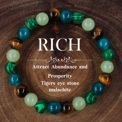 Pulsera de ojo de tigre, lapislázuli y madera