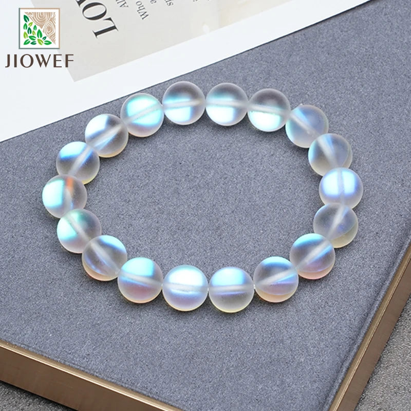 Pulsera blanca de cristal con brillo