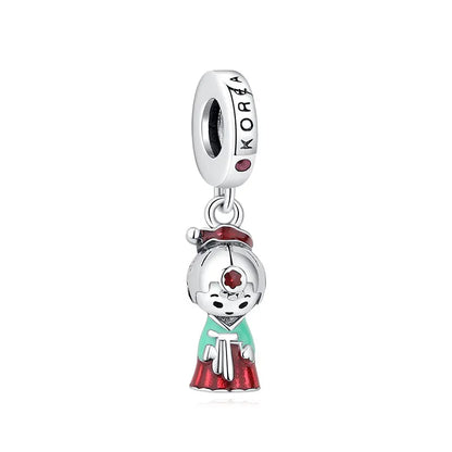 Pingentes de Prata Esterlina 925 Gato da Sorte Ano Novo Chinês Contas para Pulseiras e Colares Femininos Joias