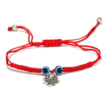 Corda vermelha hamsa mão nazar turco redondo mau olhado macrame pulseira feminina moda kaballah corda da sorte artesanal jóias presente