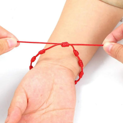 12 Pulseiras Olho Grego Vermelhas para Casal, Femininas e Masculinas, com 7 Nós da Sorte, Feitas à Mão, de Fio Trançado Ajustável, Joia de Amizade Familiar