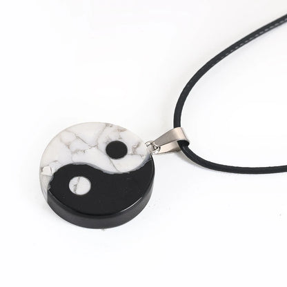 Natural branco pinho tai chi pingente colar chinês feng shui yin yang amuleto charme corda corrente auspicioso jóias presentes