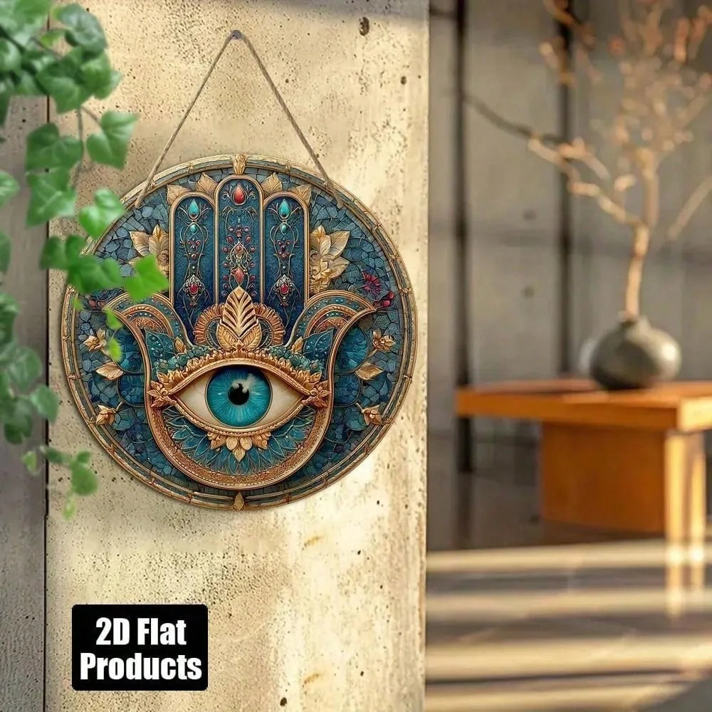 Cuadro Hamsa Turquesa · Impresión Circular