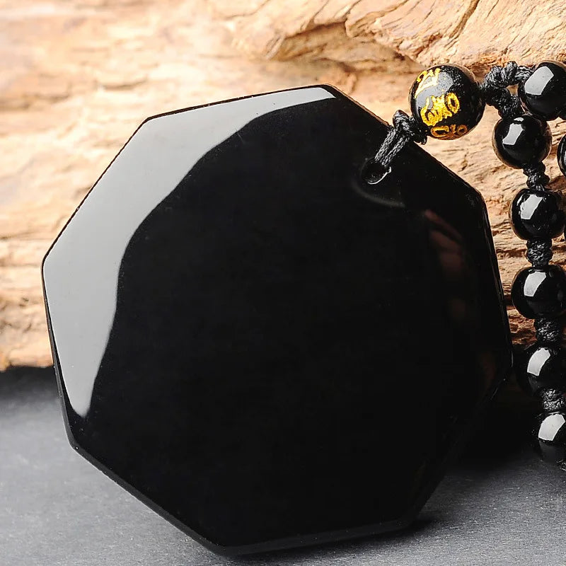 Collar Yin Yang de obsidiana ajustable