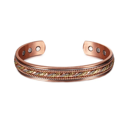 Vinterly pulseiras de cobre puro magnético ajustável trançado manguito 12mm pulseiras de metal macio redimensionável jóias de saúde das mulheres dos homens