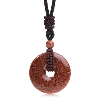 Pedra natural ametista olho de tigre colar pingente moda masculina e feminina colar paz nó chinês colar presente