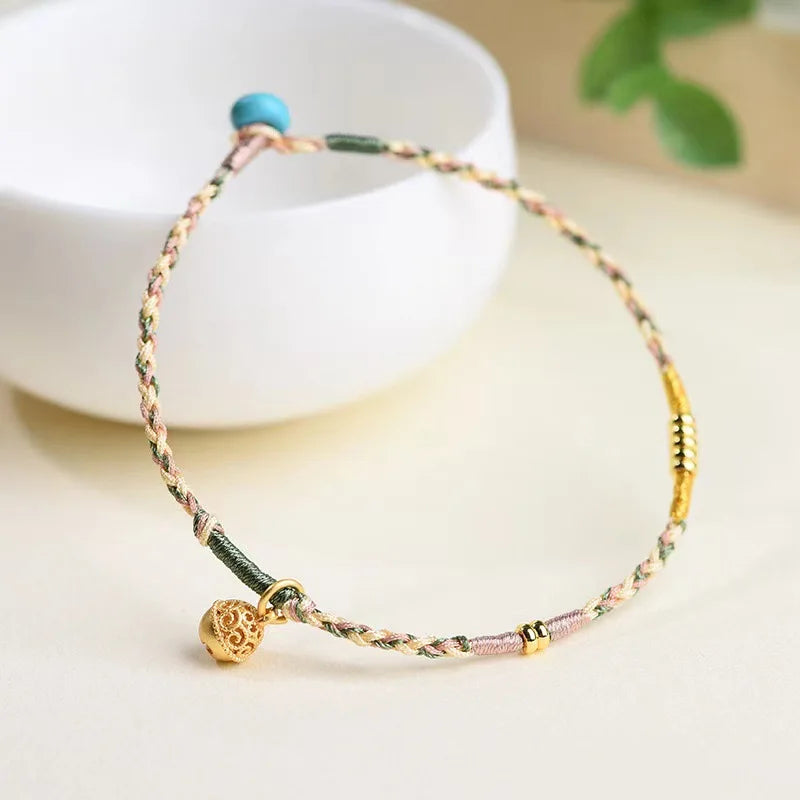 Pulseira Ajustável de Corda Trançada com Bandeira de Oração Tibetana de Cinco Cores, Estilo Étnico, Amuleto da Sorte, Unissex, Presente para Festivais, Joia