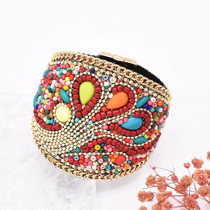 Pulsera bohemia ancha con ojo turco