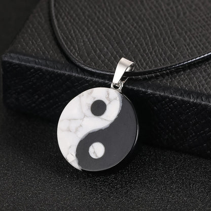 Natural branco pinho tai chi pingente colar chinês feng shui yin yang amuleto charme corda corrente auspicioso jóias presentes