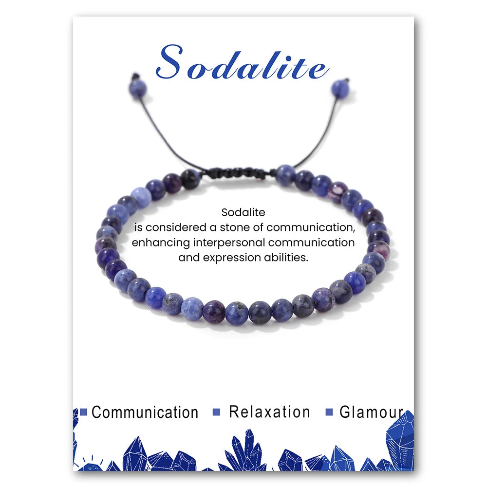 4mm ametistas pedra grânulo pulseira com cartão natural carnelian hematita amazonita corda pulseira simples jóias presente para mulher