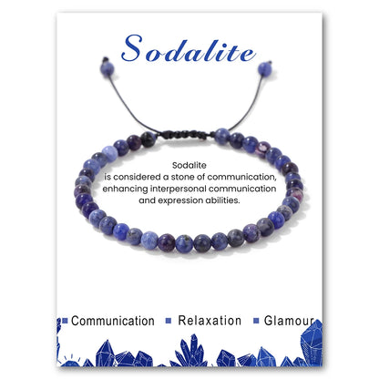 4mm ametistas pedra grânulo pulseira com cartão natural carnelian hematita amazonita corda pulseira simples jóias presente para mulher