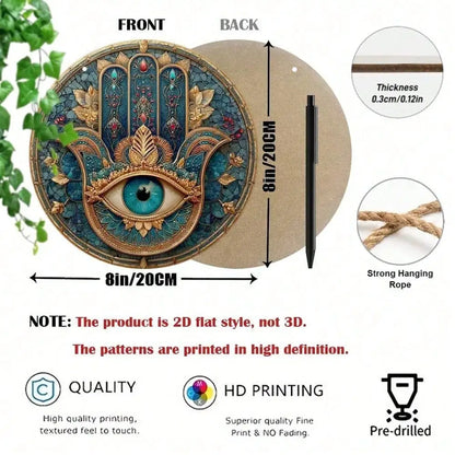 Cuadro Hamsa Turquesa · Impresión Circular
