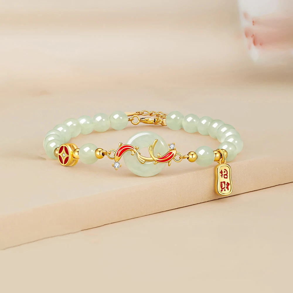 Namorada presente do feriado hetian jade senhoras pulseira novo luxo de alta qualidade verde pérola mão contas cordas presente mão jóias