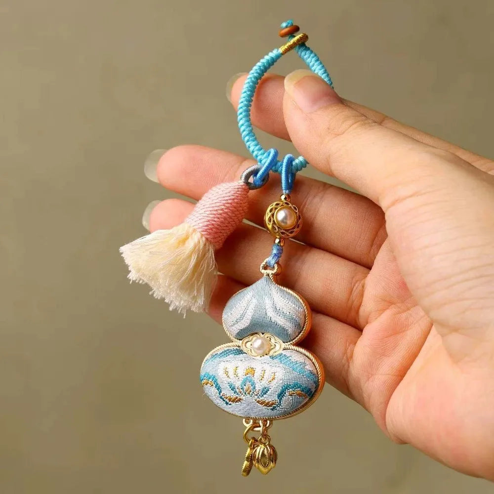 Pingente de cabaça brocado feito à mão bênção estilo chinês tecido borla saco pingente tradicional boa sorte pendurado ornamentos presentes