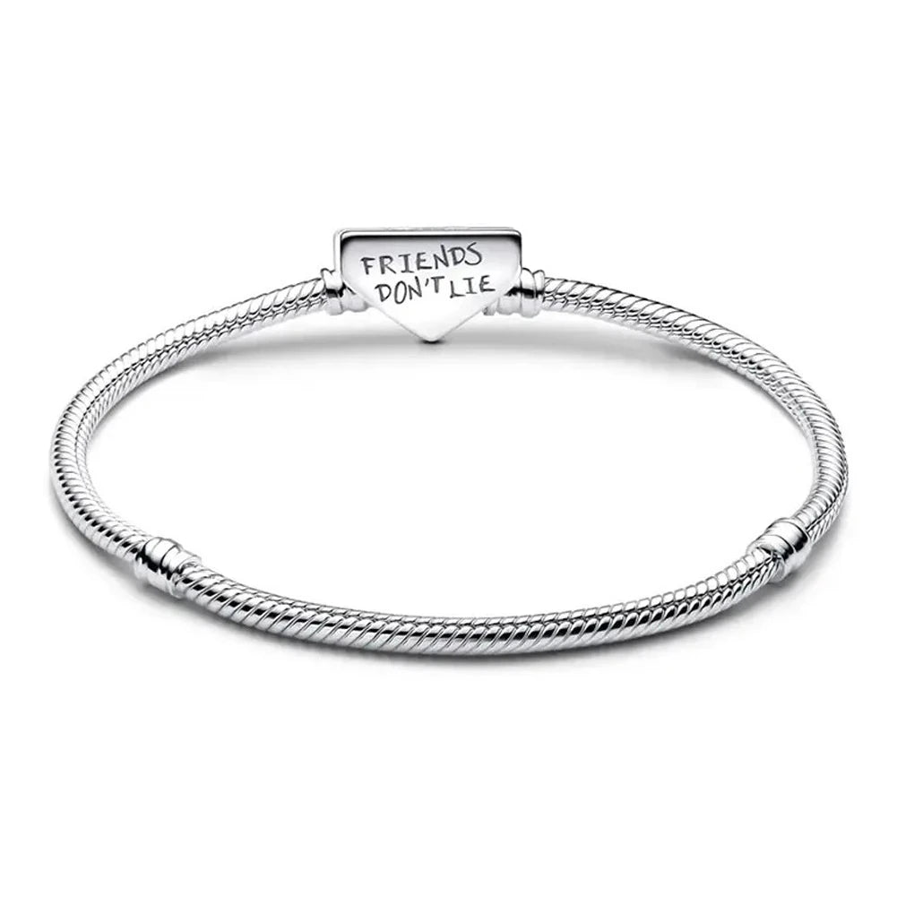 Pulseira de corrente elíptica aberta, trançada, com design de arco-íris, em prata esterlina 925, para mulheres, ideal para festas e casamentos, joia fina.