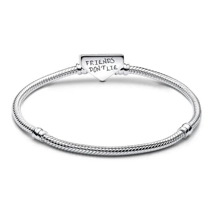 Pulseira de corrente elíptica aberta, trançada, com design de arco-íris, em prata esterlina 925, para mulheres, ideal para festas e casamentos, joia fina.