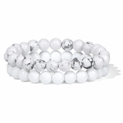 Conjunto de 2 pulseras de piedra de 8 mm