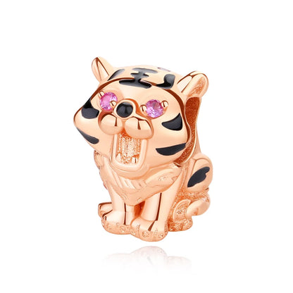 Pingentes de Prata Esterlina 925 Gato da Sorte Ano Novo Chinês Contas para Pulseiras e Colares Femininos Joias