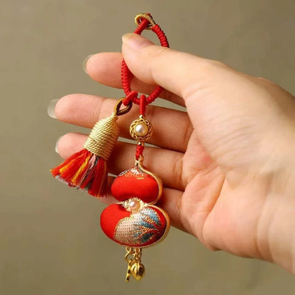 Pingente de cabaça brocado feito à mão bênção estilo chinês tecido borla saco pingente tradicional boa sorte pendurado ornamentos presentes