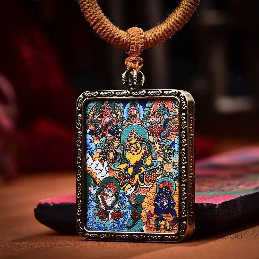 Thangka colar de corda suspensa 5 vias pingente de ouro Deus da riqueza fivela, cadeia de marca tailandesa Buda, corrente de pescoço livre