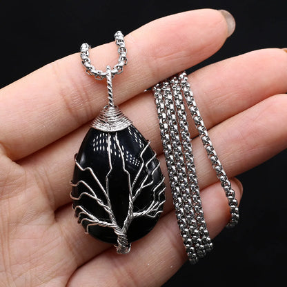 Collar Árbol de la Vida de piedra en gota